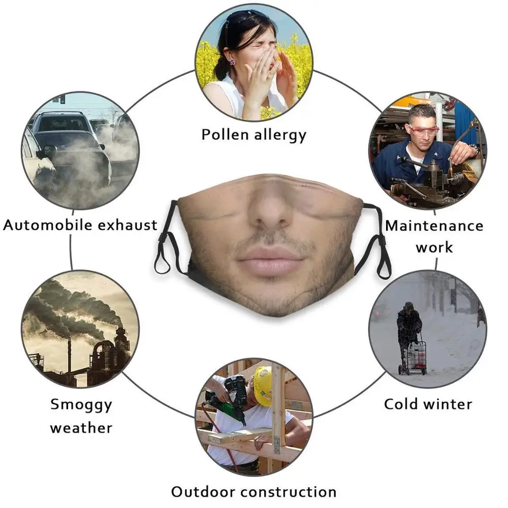 

Good Looking Man Face Mask Custom Design For Adult Kids Anti Dust Filter Diy Cute Print Washable Mask Facemask