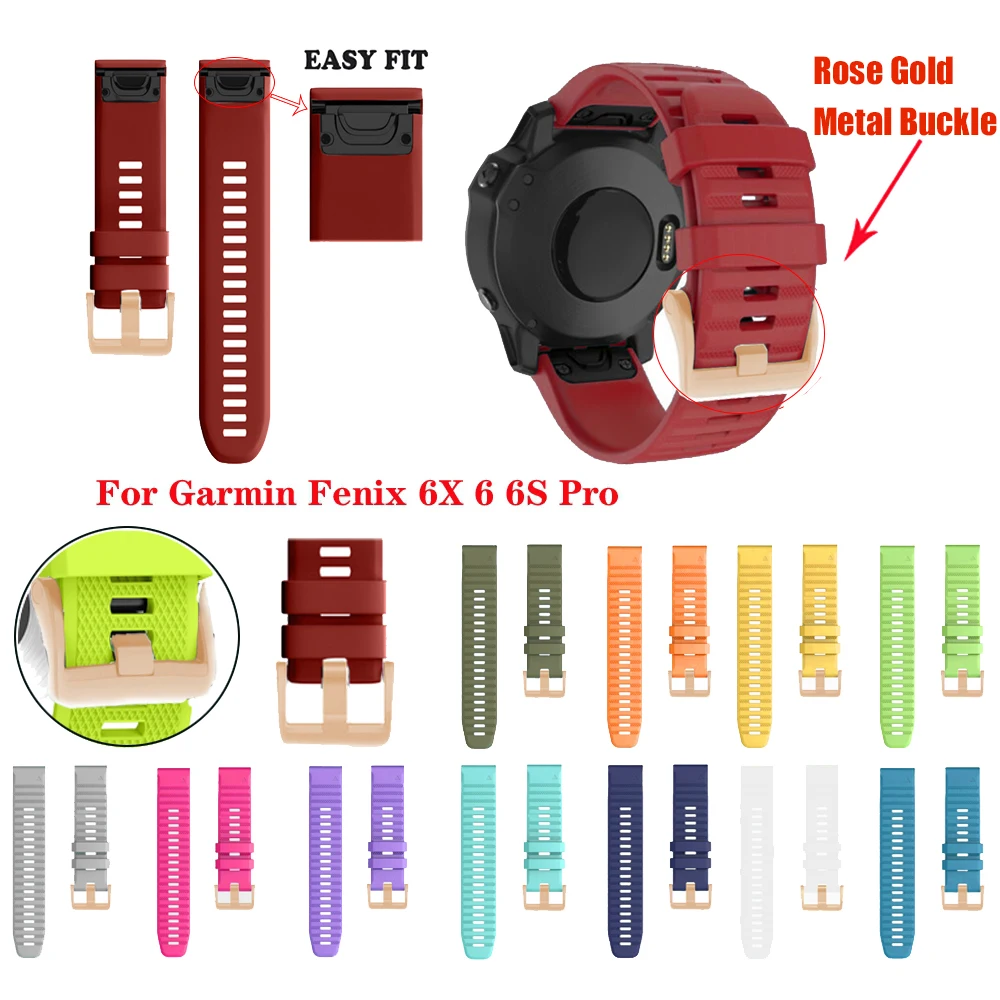 

26 22MM Watchband Strap for Garmin Fenix 5 5X 3 3 HR Fenix 6X 6 6S S60 MK1 Watch Quick Release Silicone Easyfit Wrist Band Strap