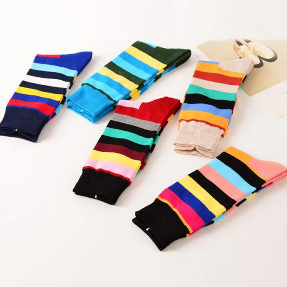 1 пара носков мужские Разноцветные полосатые винтажные этнические хлопковые