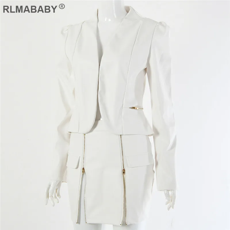 RLMABABY платье из искусственной кожи с рюшами на молнии, Женский комплект 2 шт. платье с v-образным вырезом и длинным рукавом, облегающее платье на молнии, сексуальное платье для ночного клуба