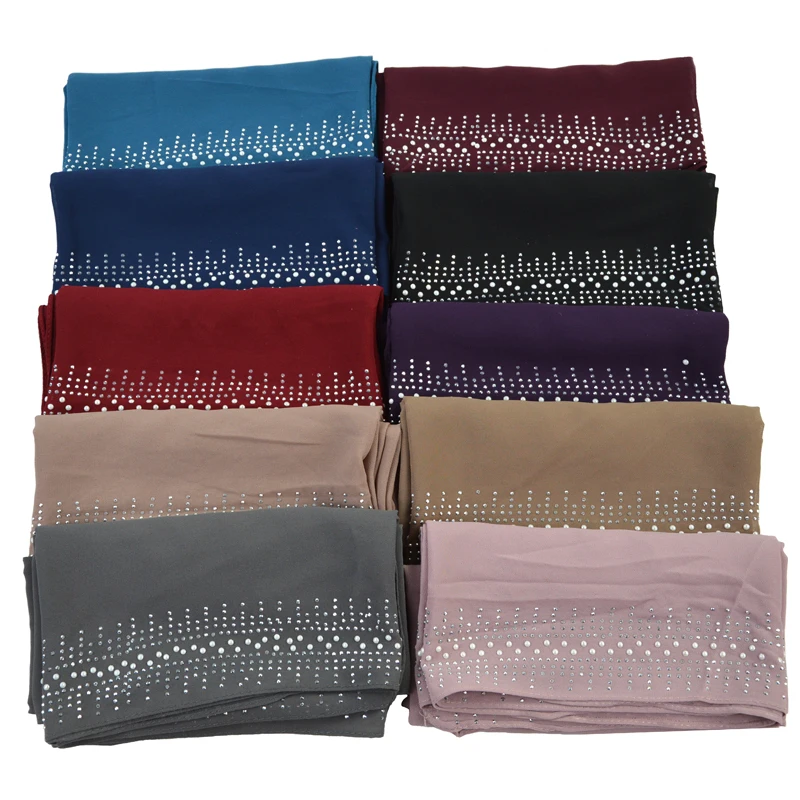 Красивый блестящий бриллиантовый простой пузырьковый шифоновый мусульманский