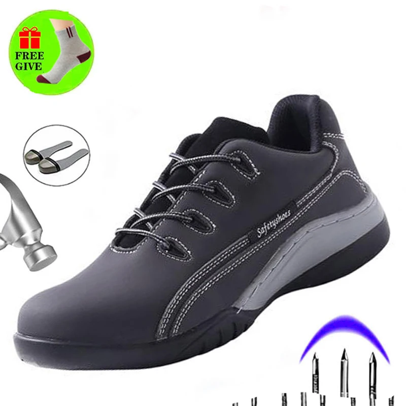

Steel Toe Cap Anti-smashing Anti-slip Lightweight Waterproof Work Boots Summer Non-slip Wear-resistant Labor Insurance Shoes Men