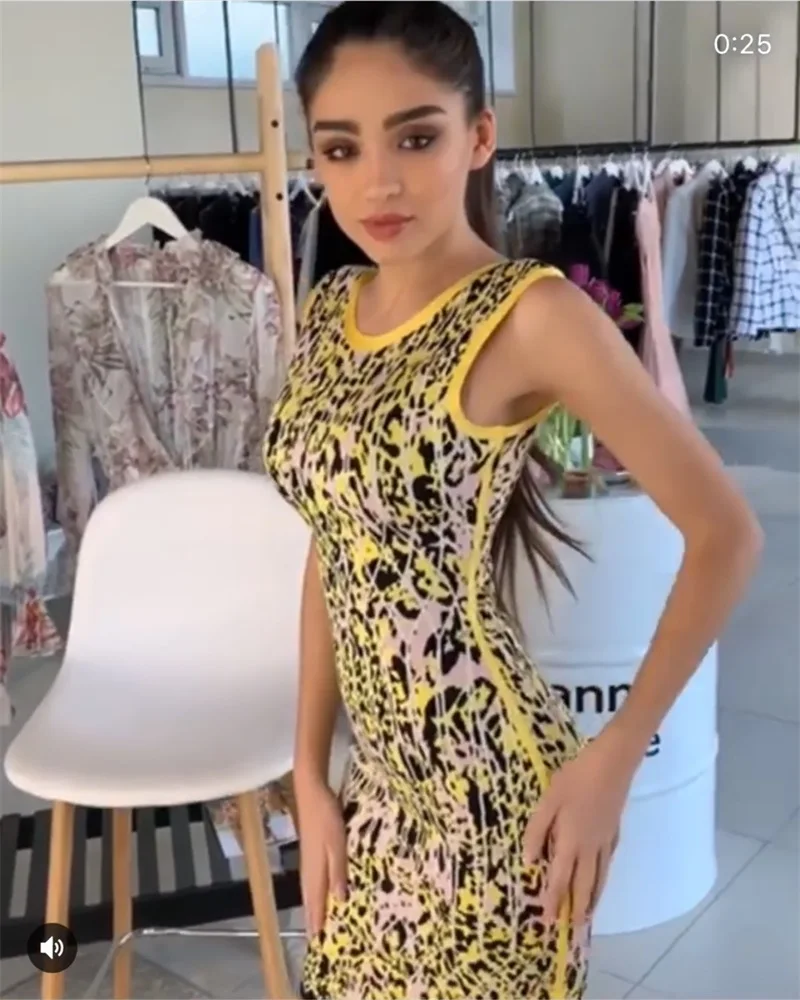 Женское Обтягивающее Платье-футляр без рукавов с леопардовым принтом | Женская