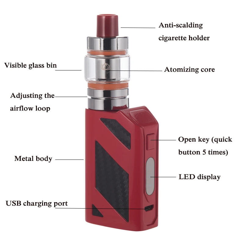 Electronic Cigarette AJS150W vape box mod kit with 2000mah build-in Battery 0.5ohm 3.0ml tank 80-150w vapor Kit | Электроника