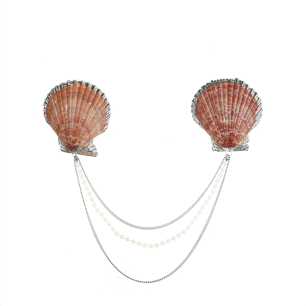 

Накладки на соски из натуральной ракушки, пикантные женские протекторы с жемчужной цепочкой, многоразовая одежда для груди, самоклеящиеся ...