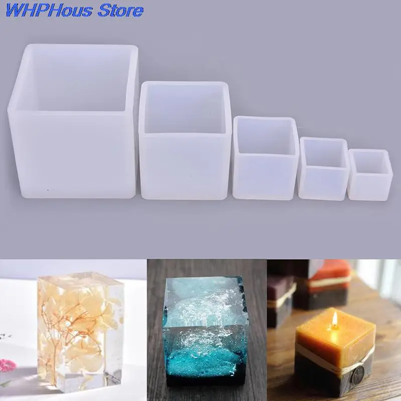 

Cube Shape Candle Silicone Mold DIY Gypsum Plaster Crafts Mould Square Silicone Soap Candle Resin Molds Dried Flower Decoration