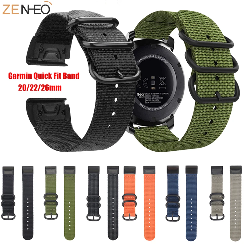 

20/22/26mm Woven Nylon Strap Watchband For Garmin Fenix 6S 6 6X Pro 5S 5 5X /3 HR/Forerunner 935 945 Bracelet Easy Fit Band