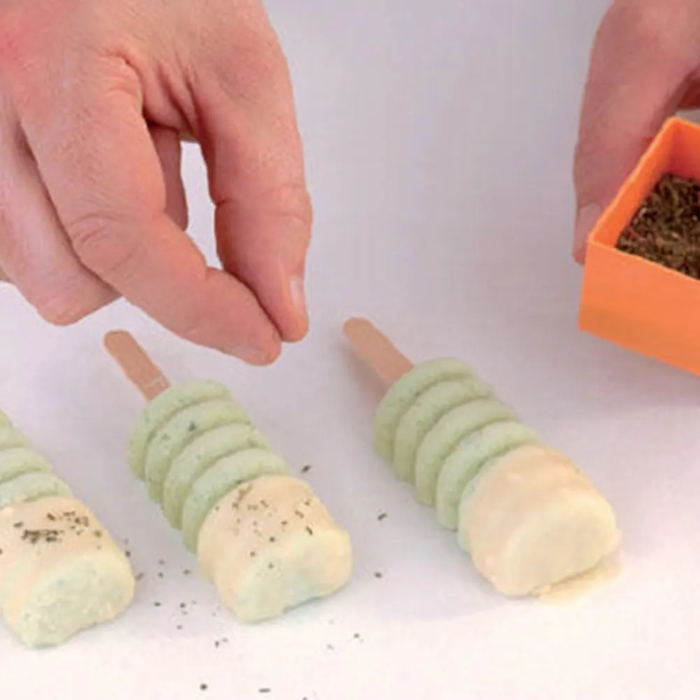 

DIY Silicone Ice Cream Mould 8 Cavity Striped Ice Lolly Maker Homemade Dessert Freezer Fruit Tray Mold For Frozen Dessert