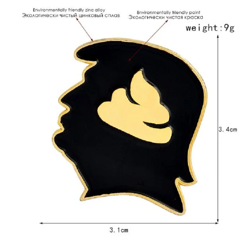 Брошь в виде головы Трампа с золотой эмалью булавка на пуговицах джинсовая сумка