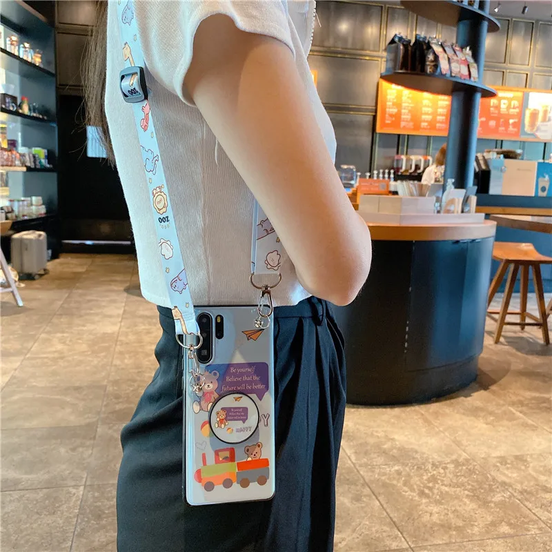 

KONSMART Case For OPPO A15 Cartoon Cute Bear Phone Cases Blue Light Silicone Soft 6.52" INS Back Cover A15 2020 With Strap Capa