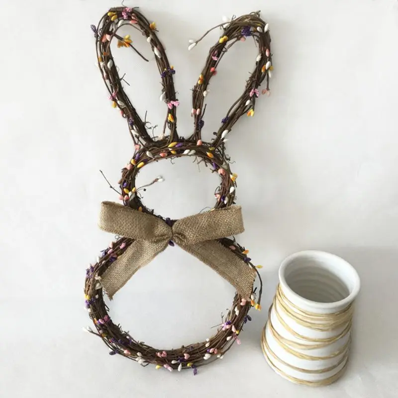 17 &quotручной работы из ротанга кролик гирлянда кулон-венок Рождество пасхальный