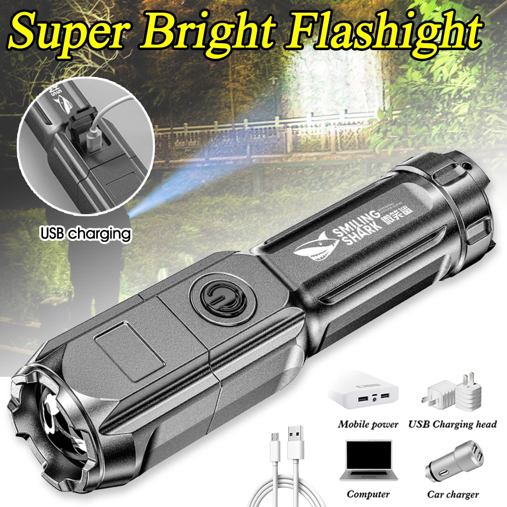 

3Modes Flashlight Strong Light Rechargeable Zoom Giant Bright Xenon Special Forces Home Outdoor Portable Led Luminous Flashlight