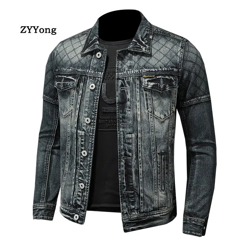 Jacket For Men Style Bomber Aviator Motorcycle Denim Single Breasted Casual Street Spring Autumn Streetwear Cowboy Outwear