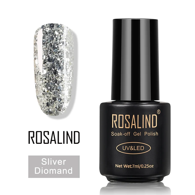 Sliver Diomand ROSALIND гель лак для ногтей набор все для маникюра верхнее покрытие УФ светодиодный гель лак удаляющийся замачиванием Полупостоянный лак для ногтей - Цвет: Sliver Diomand