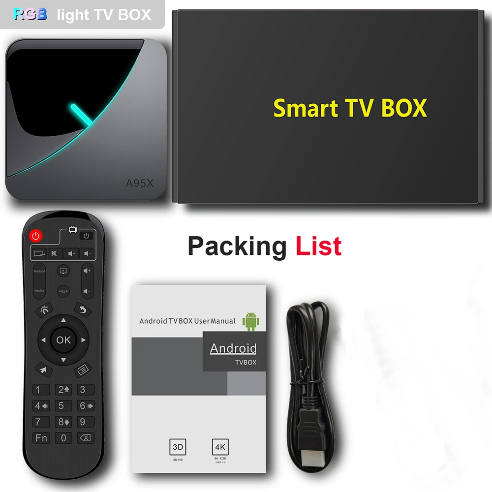 ТВ приставка A95X F3 для Smart TV Android 9 0 S905X3 BT4.2 четырехъядерный процессор поддержка