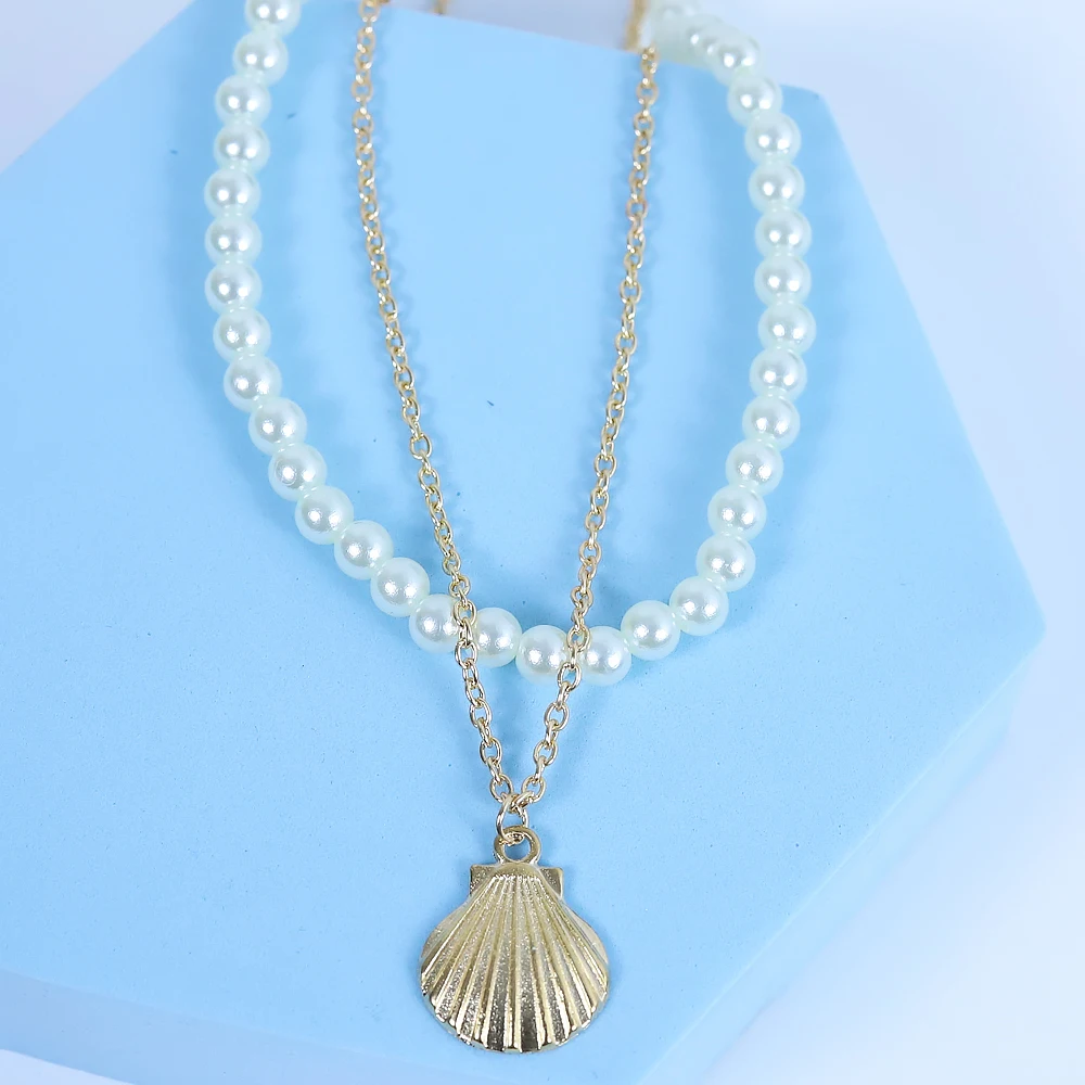 Pearl Shell Double Set Choker Necklace Fashion Personality Scallop Handmade Beaded Feminine Temperament Gift Wholesale | Украшения и