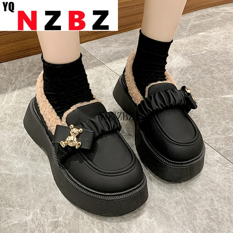 

2022 Autumn New Fashion Platform Soft Women's Casual Boots Round Head Square Heel Comfortable Fold Decoration Punk Women's Shoes