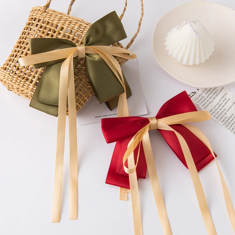 

Vintage Fashion Bow Ribbon Hair Clip Korean Headwear Spring Ponytail Clip Simple Hairpins Woman Hairgrip Gift Barrettes