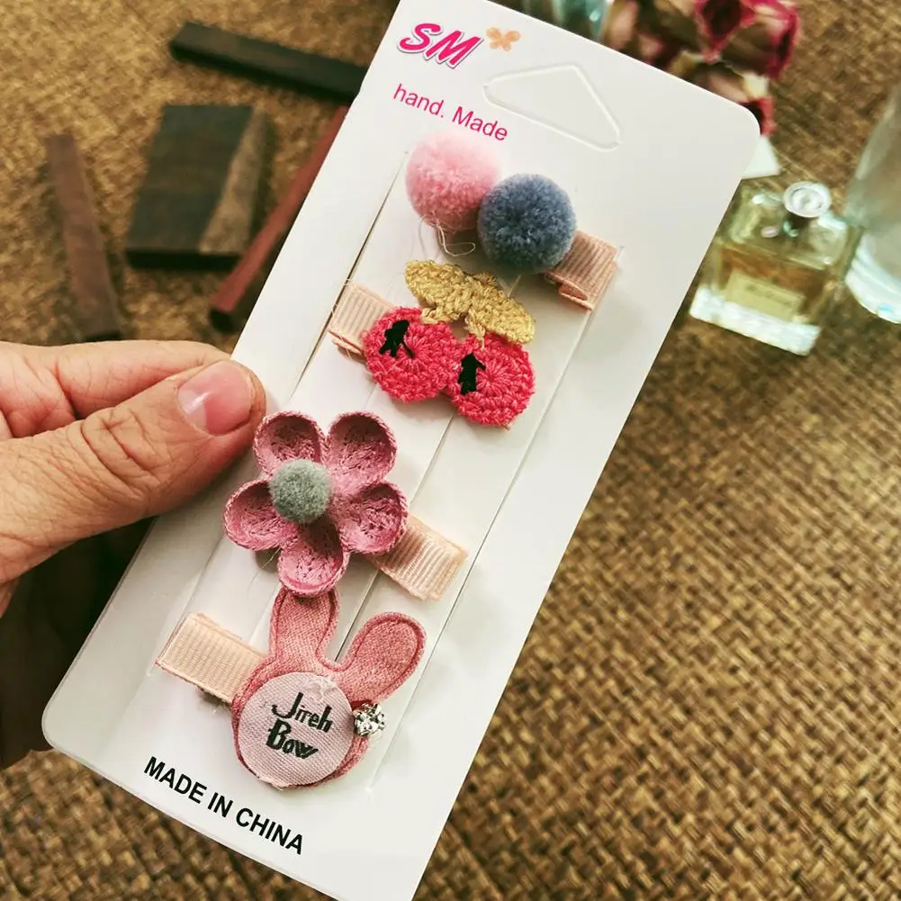 DishyKooker 4Pcs/set Baby Girl Hair Clips Cute Crown Heart Star Flower Bowknot Hairpins Barrettes Headdress | Детская одежда и
