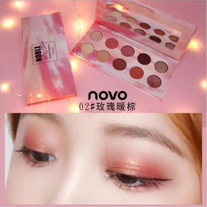 

10-Color NOVO Sunset Colorful Eyeshadow Palette for Beginners, Luminous Pearly Matte Long-lasting Waterproof Eyeshadow T1398