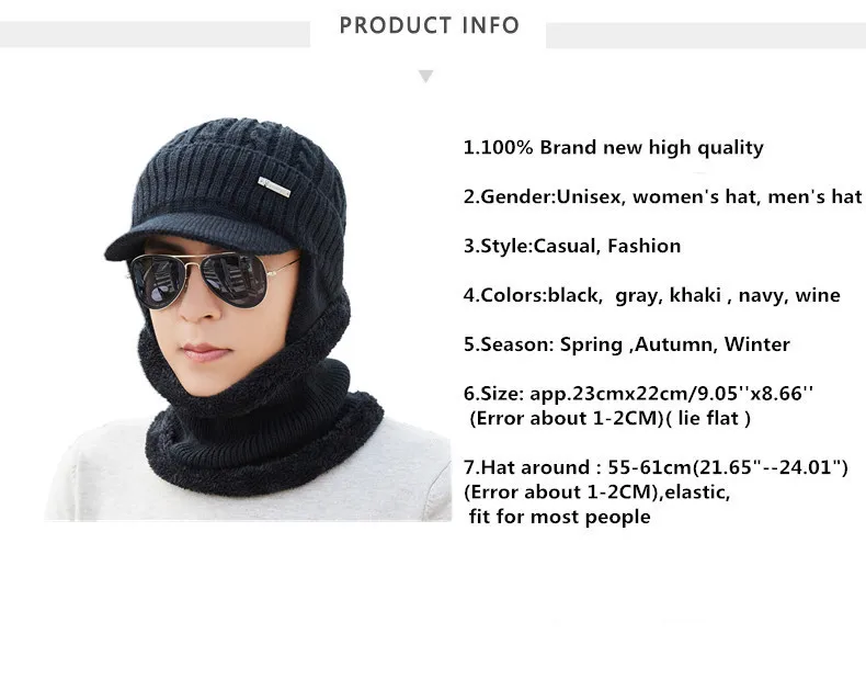 Зимняя шапка, шарф, Skullies Beanies для мужчин, вязаная шапка, женская маска, толстая Балаклава, ушанка, шерстяной берет, мужская шапка, шапка