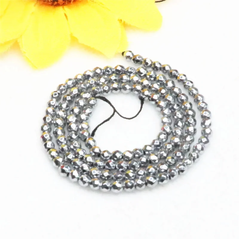 Новый серебристый гематитовый камень 2 мм 3 Круглые граненые свободные бусины