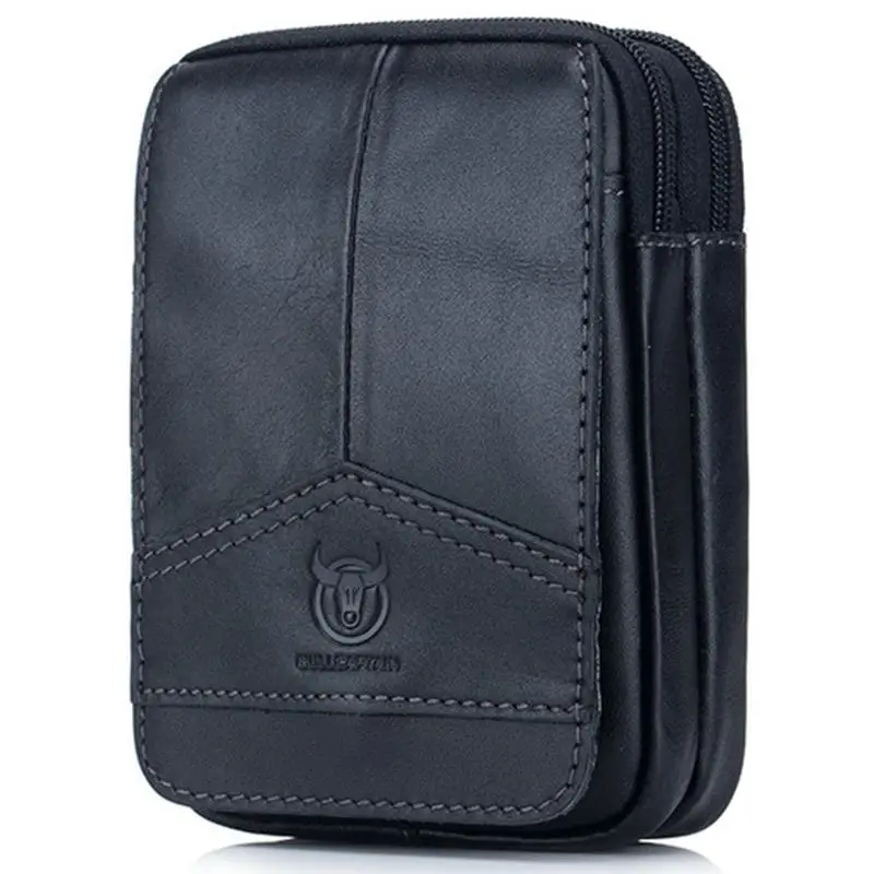 

Мужская поясная сумка BULLCAPTAIN из натуральной кожи, винтажная дорожная Сумочка для сотового телефона, маленькая забавная черная сумка