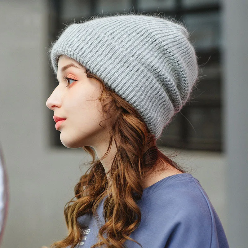 

2021 Rabbit Fur Knitted Hat Women Beanie Caps Men Skullies Beanies Hats Cap Chapeau Femme Bonnet Gorras Hombre Gorras Para Mujer