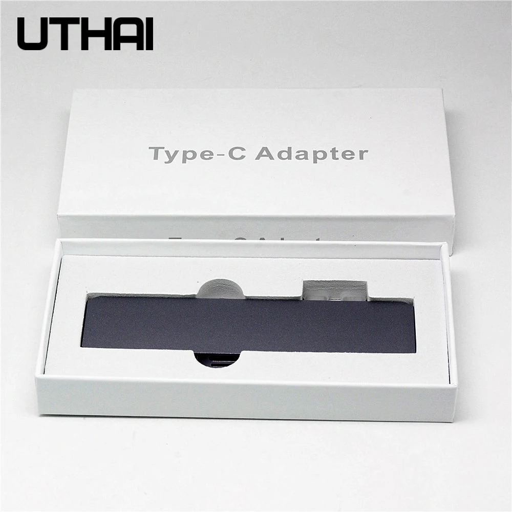 

UTHAI J12 Double Type-C Adapter For MacBook Pro Air USB3.0 HUB SD TF Multi Card Reader PD Docking Station USB-C 6 In 1 HUB