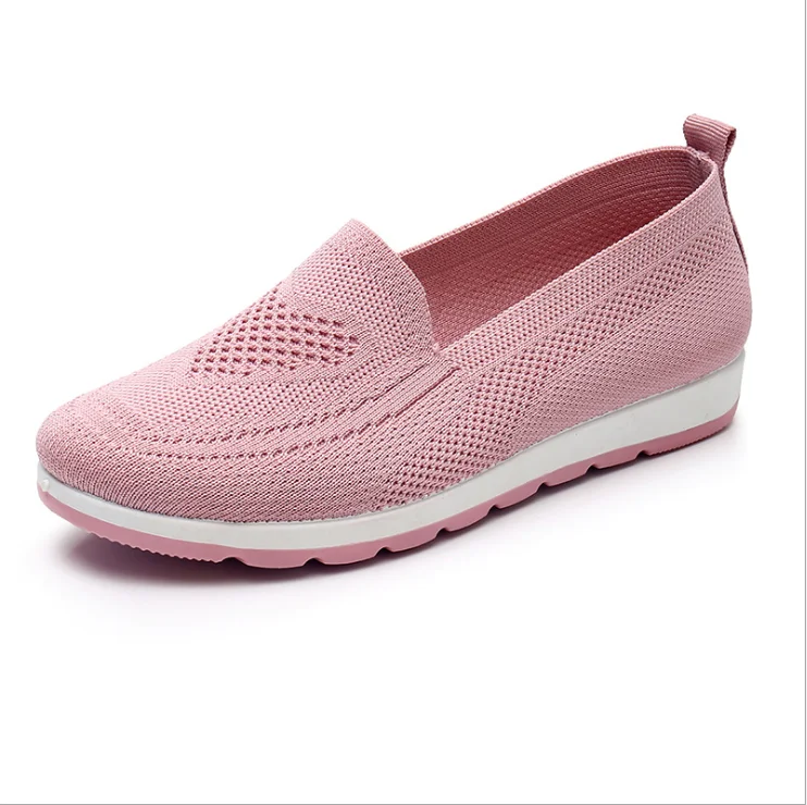 

Mothers shoes, knitted fabric loafers for women, casual sneakers for spring and summer, flat heels, breathable flat shoes