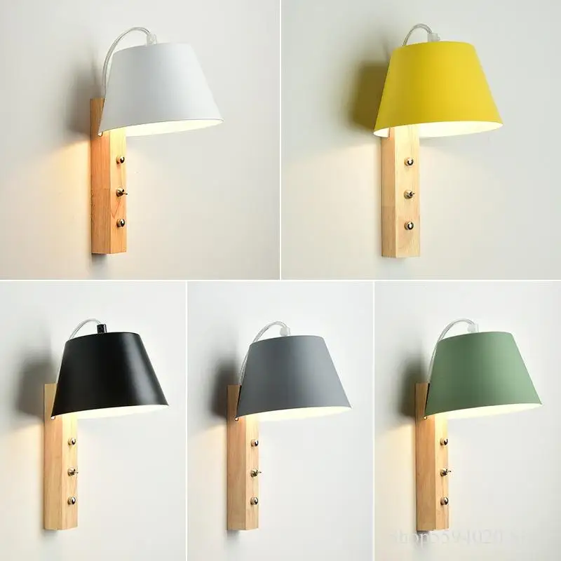 Nordic Creative Wood LED Wall Lamp Bedside Modern Simple Bedroom Children Light Fixtures Home Decor Luminaire | Лампы и освещение