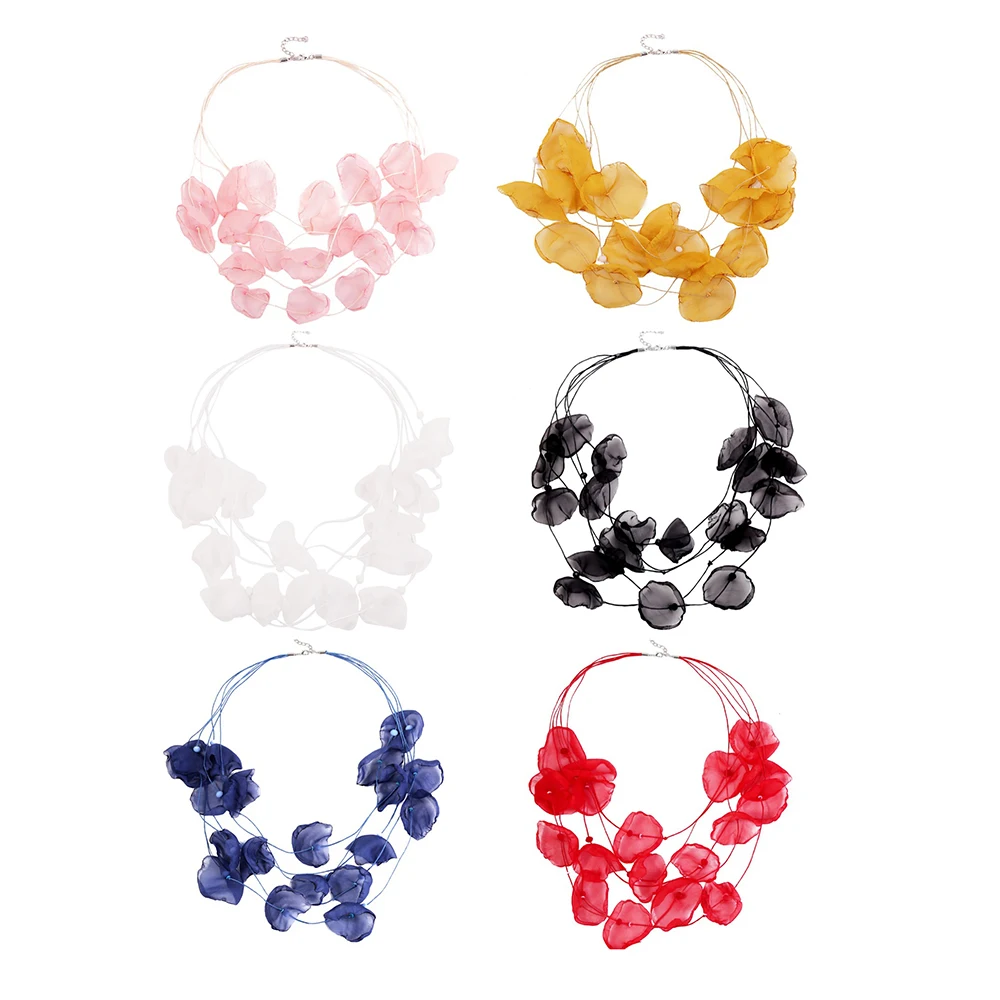 Трендовый многослойный чокер из розовой пряжи с цветами ожерелье в богемном