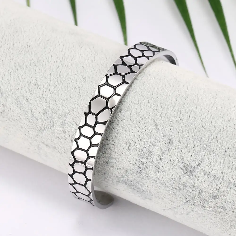Мужской и женский браслет из нержавеющей стали магнитный с тиснением под