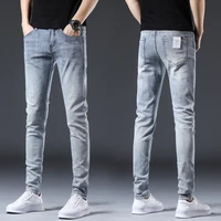 2022 skinny jeans men gray stretch spring autumn slim fit denim pants casual male long trousers high quality famous brand jeans