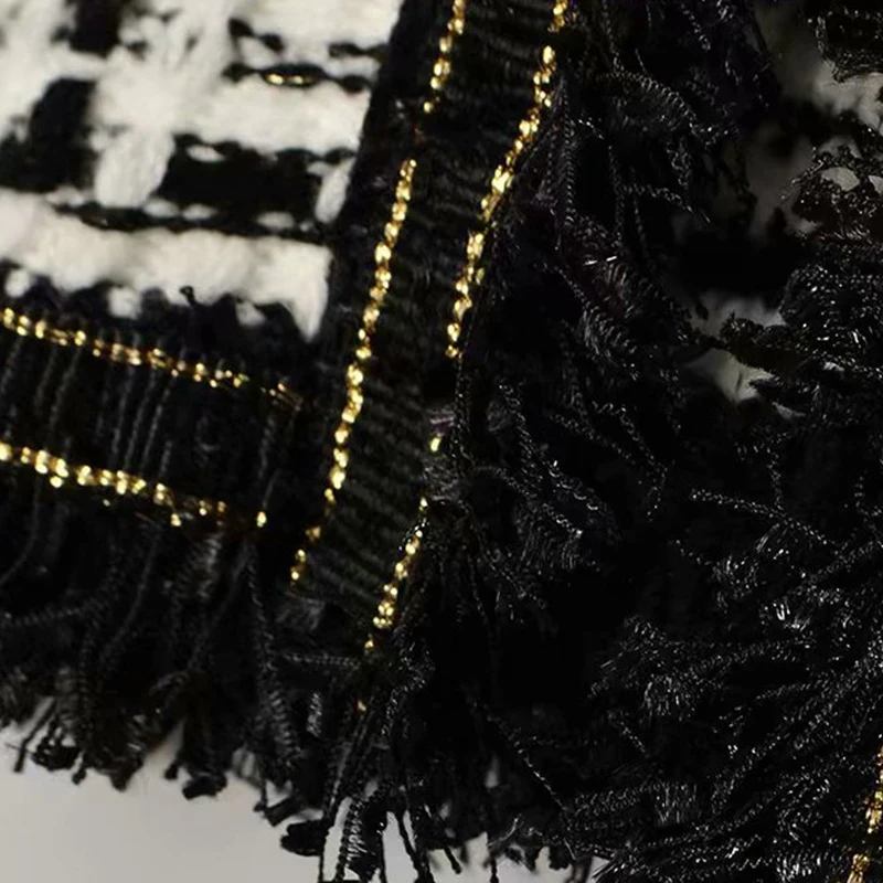 Женский комплект из двух предметов винтажный клетчатый твидовый шерстяной