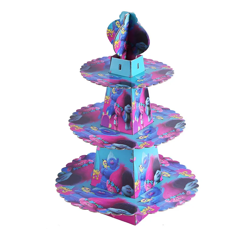 1 комплект с героями мультфильма тролли 3-х уровневая Бумага подставка для