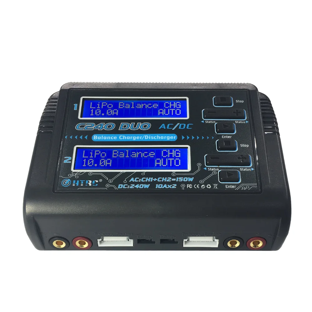 Двухканальное балансирующее зарядное устройство HTRC C240 DUO AC 150 Вт DC 240 10Ax2 RC