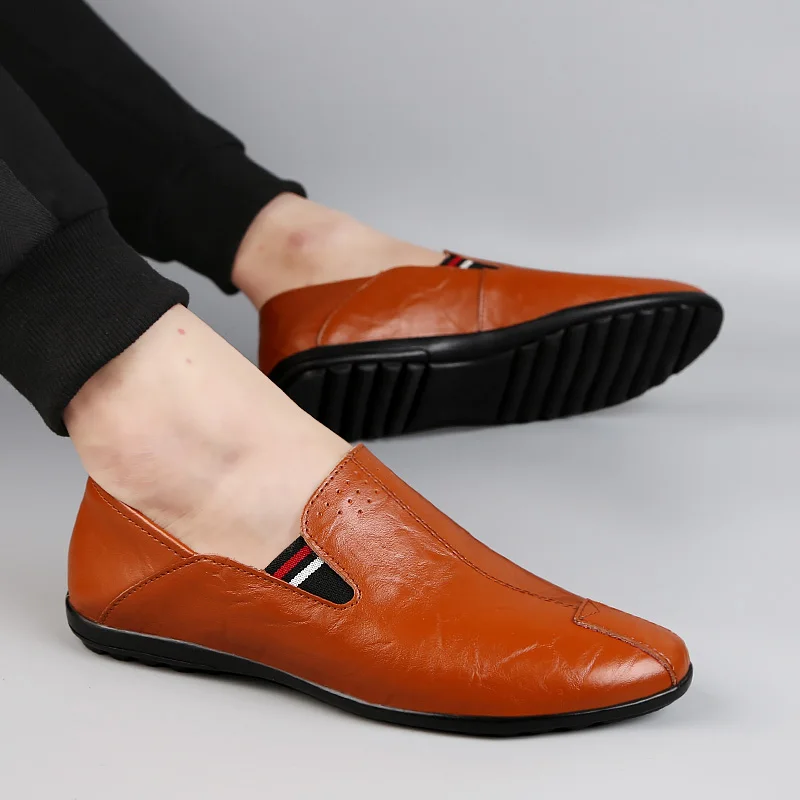 Туфли мужские из натуральной кожи роскошные брендовые повседневные Мокасины