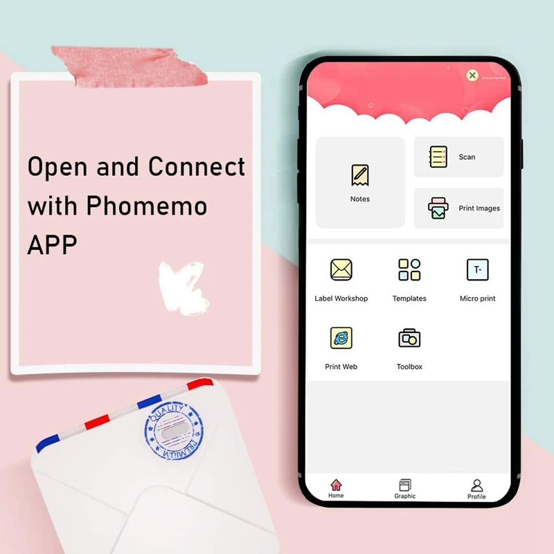 Карманный принтер термопринтер совместимый с IOS и Android для изучения записей