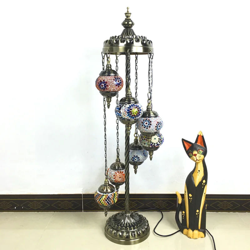 

European-Style Retro Romantic Mediterranean Living Room Bedroom Personalized Creative Handmade Glass Turkish Export Floor Lamp