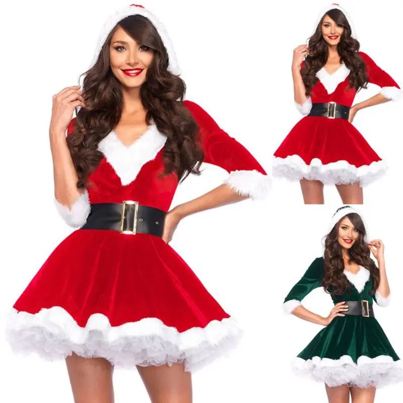 Женский Рождественский костюм Санта-Клауса для костюмированной вечеринки