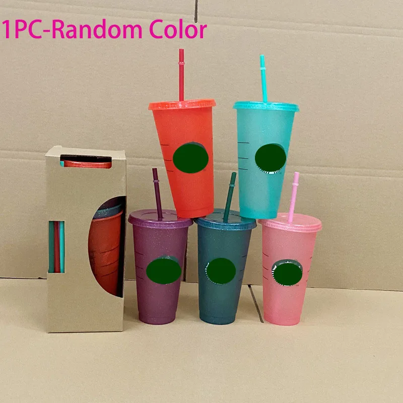 Transparent Plastic 700ml PP Water Cup Coffee Lemonade Reusable Cups With Lid And Straw Tumbler Matte Mug | Дом и сад