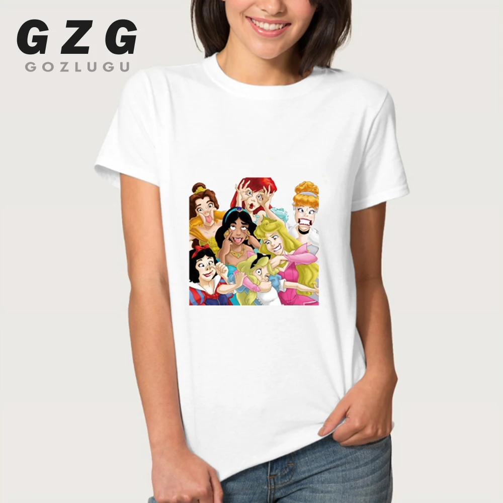 

Women 2019 Summer Graphic Tee Shirt Femme Funny Princess Vogue Harajuku T Shirt Korean Tops Kawaii Streetwear Camiseta Mujer