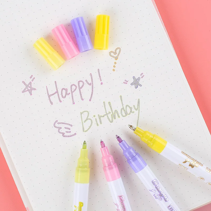 12 цветов металлические двойные линии художественные маркеры контурная ручка