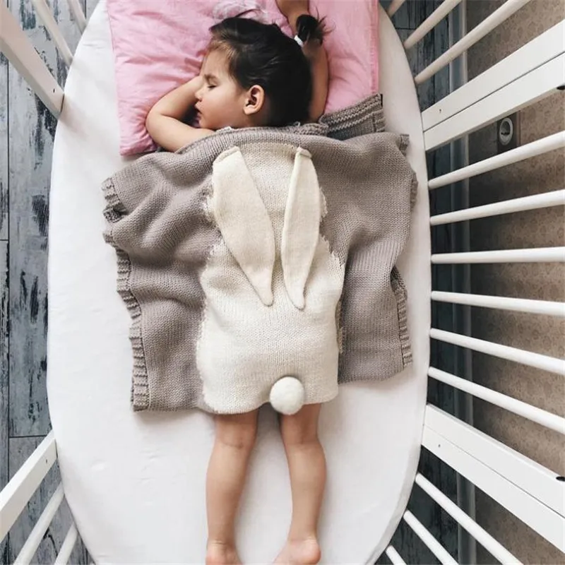 Детское одеяло с заячьими ушками квадратное детское хлопковое зимнее