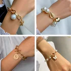 В богемном стиле с золотым бисером жемчужные браслеты из нержавеющей стали для женщин модные Многослойные и украшениями в виде цепочек и кругов из бисера браслеты комплект ювелирных изделий Очаровательные браслеты на запястье в виде ювелирные изделия в стиле панк
