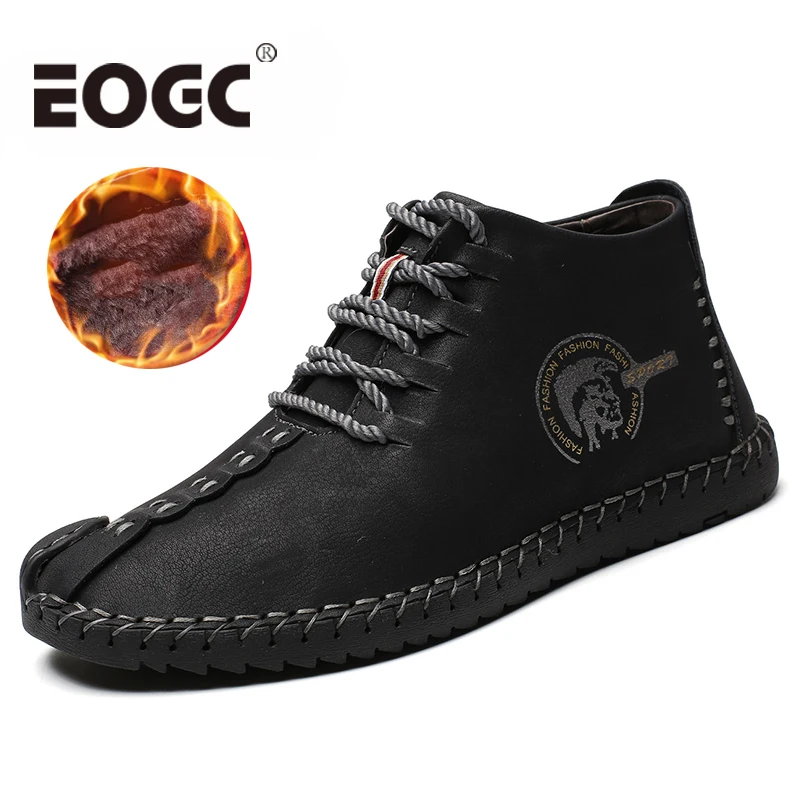 Мужские ботинки из спилка высокого качества теплые зимние повседневная мужская