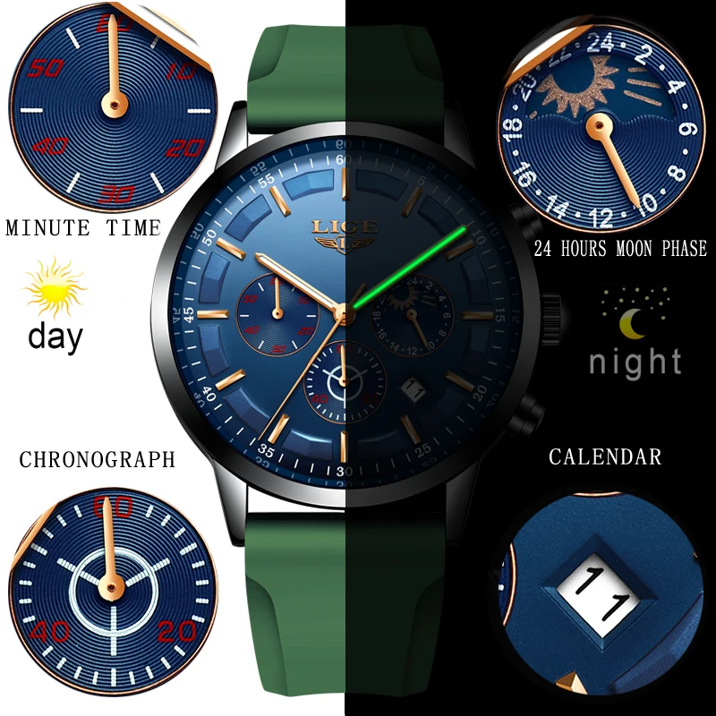 Relojes 2019 часы для мужчин LIGE модные спортивные кварцевые мужские Топ бренд