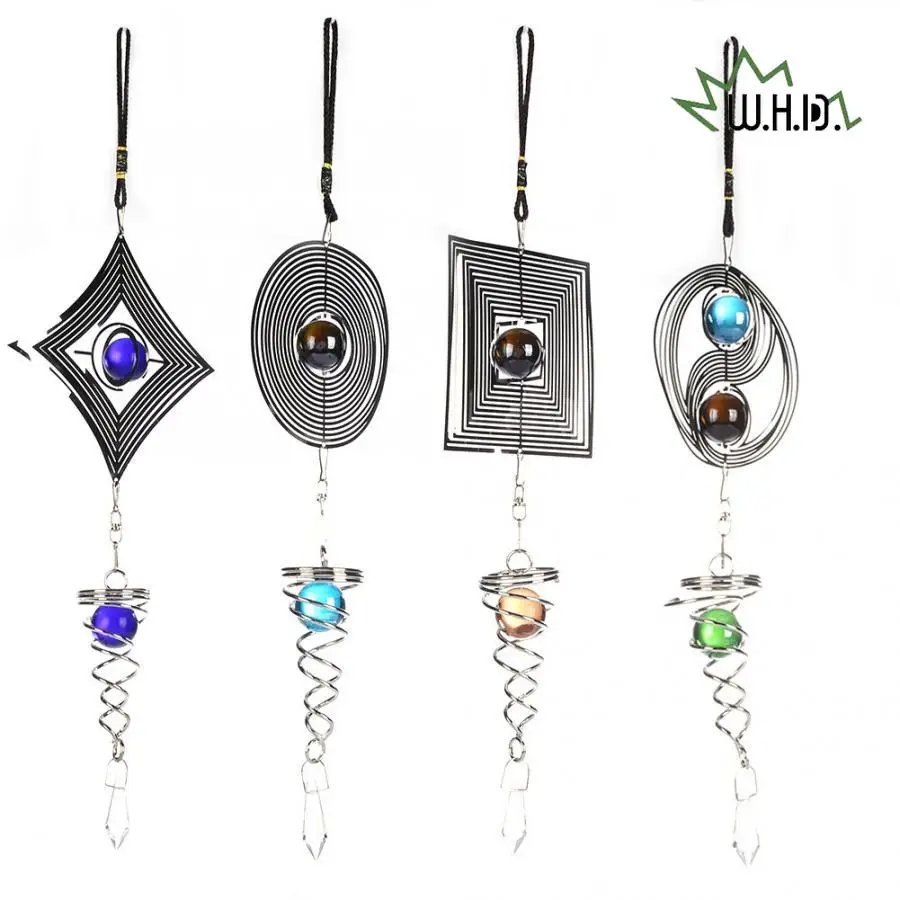 

Home Decor Beating Wind Spinner Chimes Bedroom Indoor Outdoor Heart Square Drop Shape Carving Craft Metal 3D Decoration Pendant