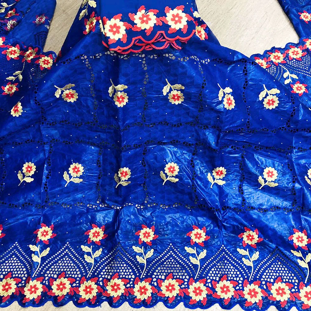 

2020 Latest bazin riche fabric with stones High quality African bazin riche lace with embroidery stones 5+2 yards